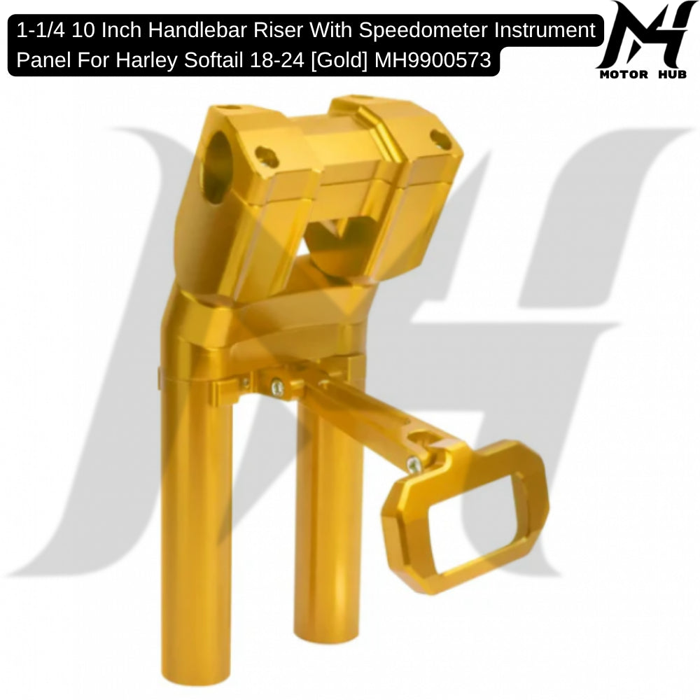 1-1/4 10 Inch Handlebar Riser With Speedometer Instrument Panel For Harley Softail 18-24 [Gold] MH9900573