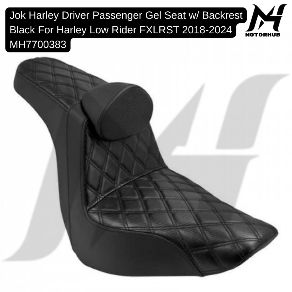 Driver Passenger Gel Seat w/ Backrest Black For Harley Low Rider FXLRST 2018-2024 MH7700383