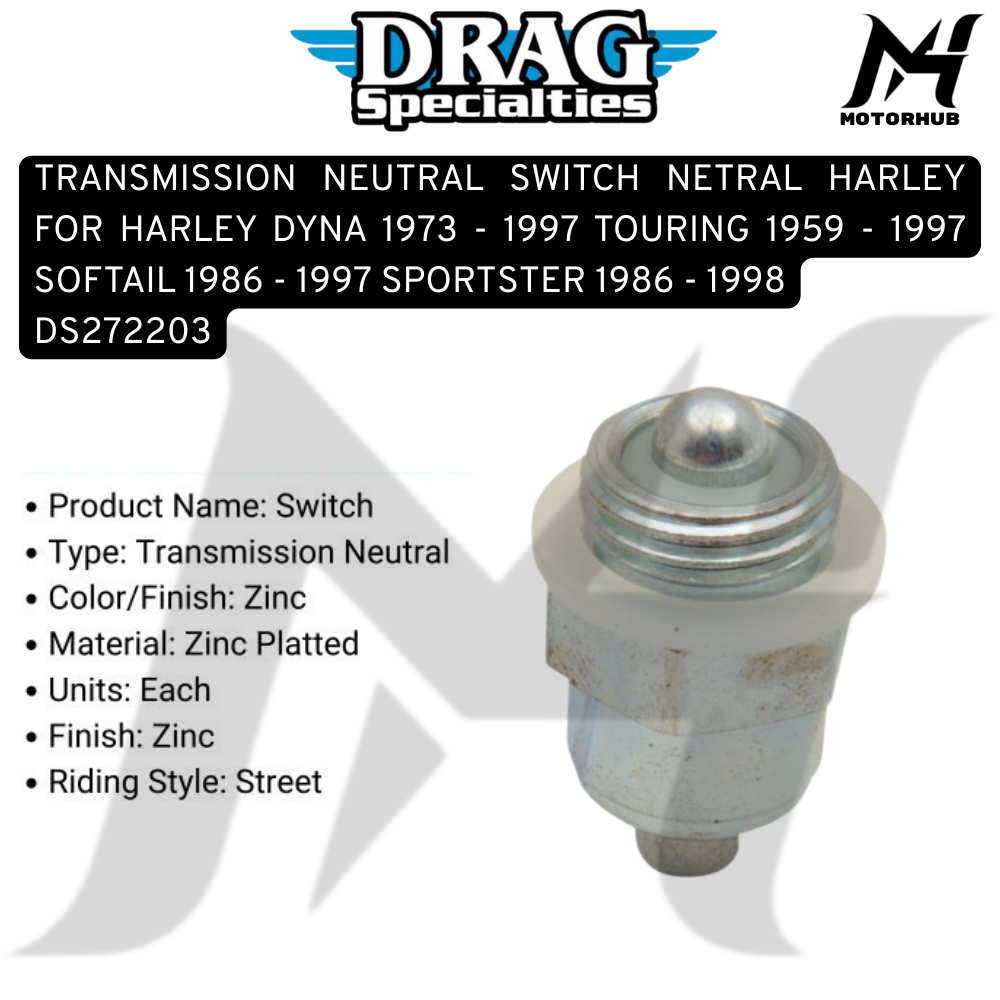 TRANSMISSION NEUTRAL SWITCH NETRAL HARLEY FOR HARLEY DYNA 1973 - 1997 TOURING 1959 - 1997 SOFTAIL 1986 - 1997 SPORTSTER 1986 - 1998 DS272203 OEM 3390059 3390059C