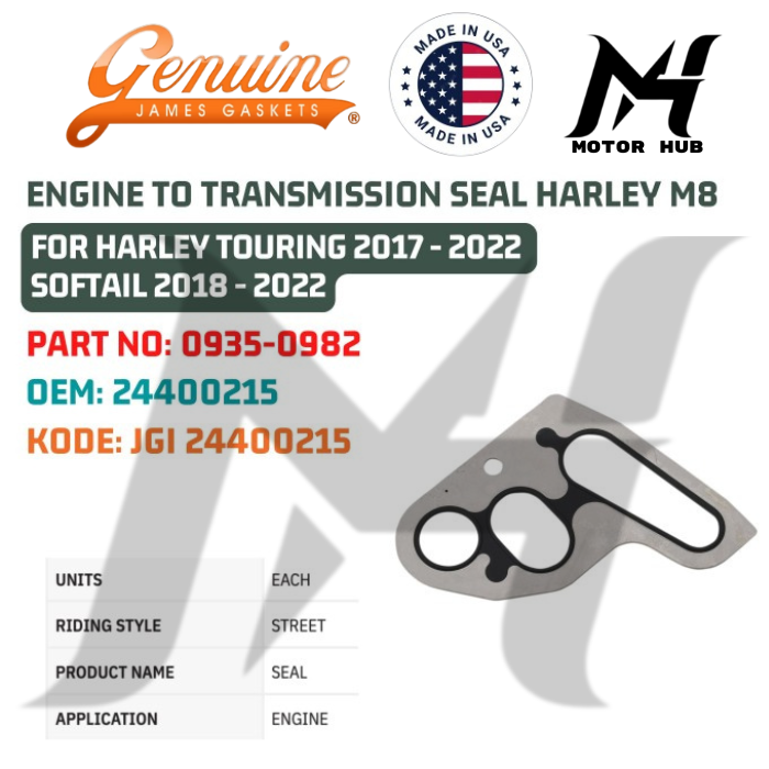 JAMES GASKET ENGINE TO TRANSMISSION SEAL HARLEY M8 FOR HARLEY TOURING 2017 - 2022 SOFTAIL 2018 - 2022 0935-0982 oem 24400215 JGI 24400215