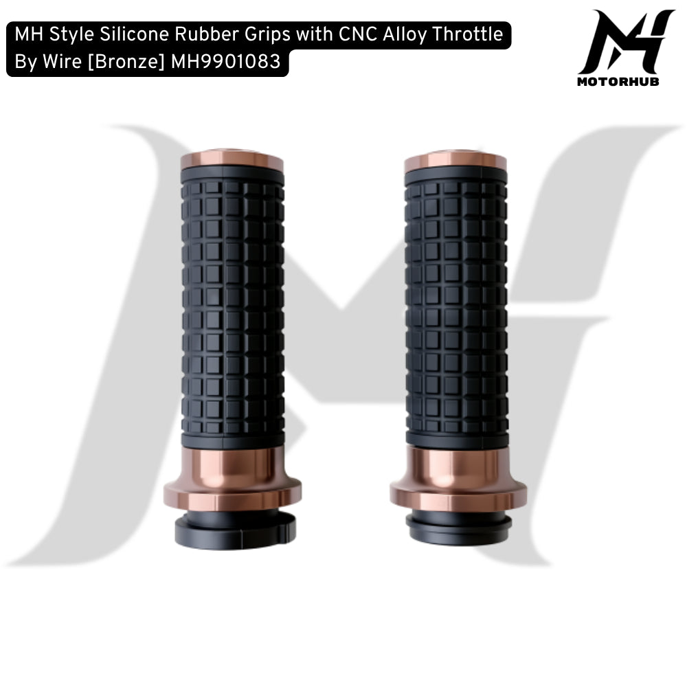 MH Style Silicone Rubber Grips with CNC Alloy Throttle By Wire [Bronze] MH9901083