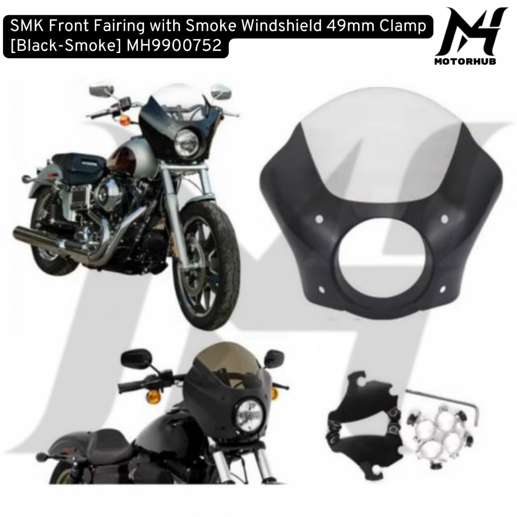 SMK Front Fairing with Smoke Windshield 49mm Clamp [Black-Smoke] MH9900752