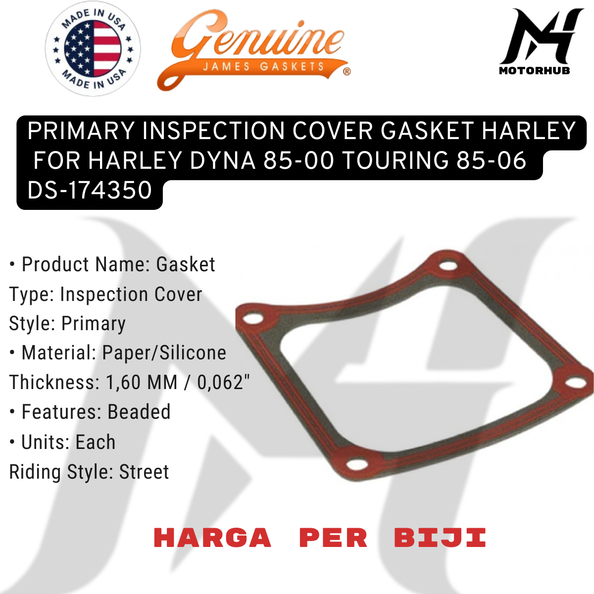 PRIMARY INSPECTION COVER GASKET HARLEY FOR HARLEY DYNA 85-00 TOURING 85-06 DS-174350 OEM 34906-85D