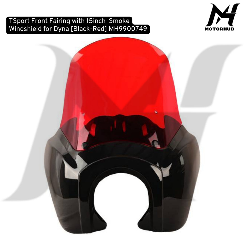 Fairing Club Style TSport Front Fairing with 15inch  Smoke Windshield for Dyna [Black-Red] Fairing Dyna MH9900749