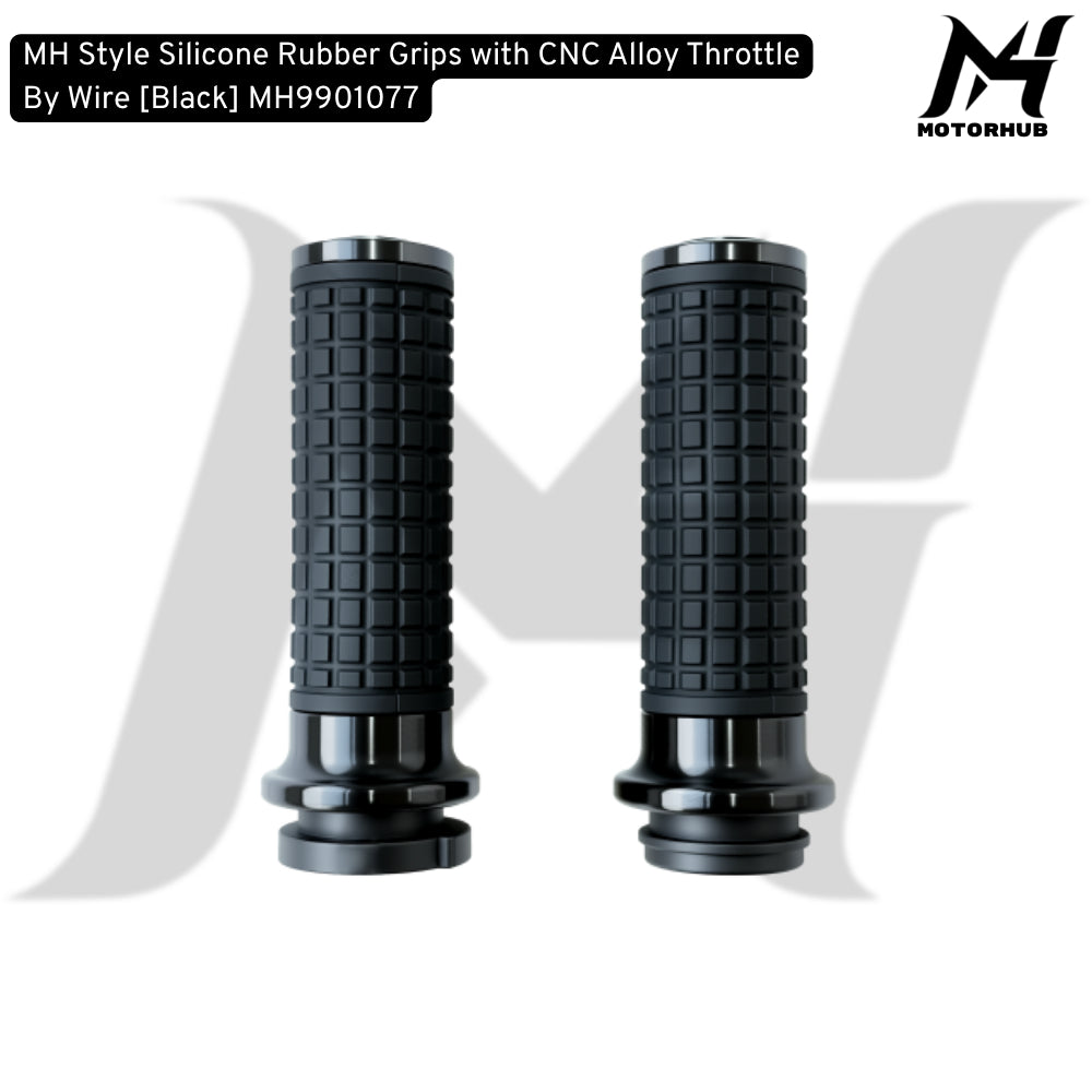 MH Style Silicone Rubber Grips with CNC Alloy Throttle By Wire [Black] MH9901077