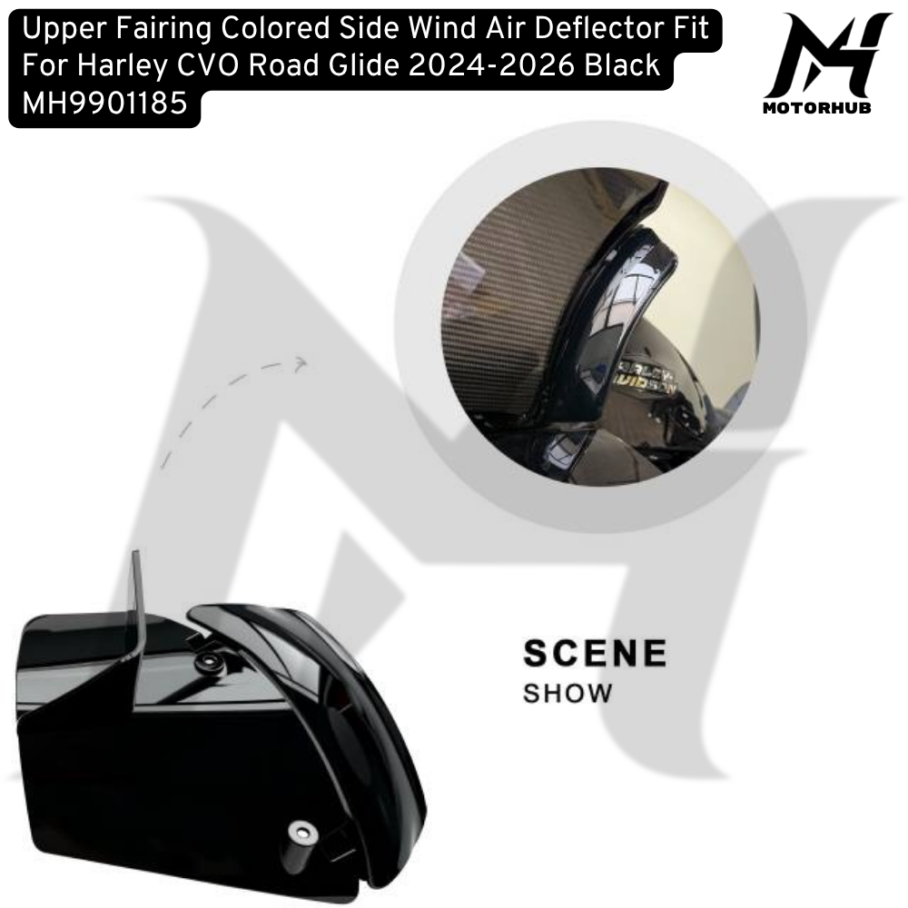 Upper Fairing Colored Side Wind Air Deflector Fit For Harley CVO Road Glide 2024-2026 Black MH9901185
