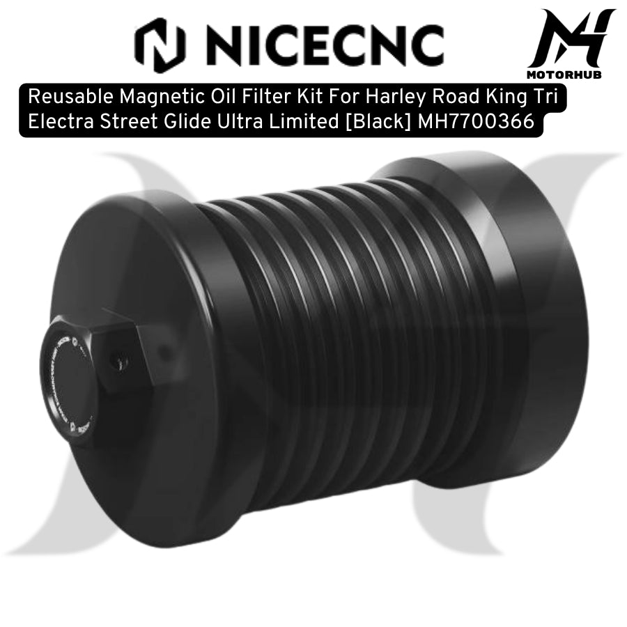 Reusable Magnetic Oil Filter Kit For Harley Road King Tri Electra Street Glide Ultra Limited [Black] MH7700366