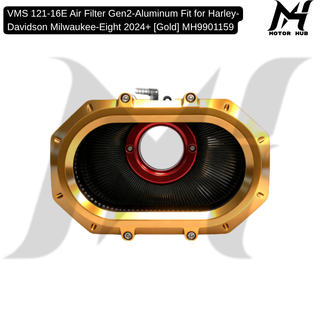 VMS 121-16E Air Filter Gen2-Aluminum Fit for Harley-Davidson Milwaukee-Eight 2024+ [Gold] MH9901159