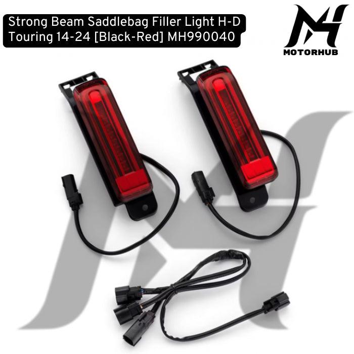 Strong Beam Saddlebag Filler Light Harley Touring 14-24 Performance Bagger Stop Light Harley Davidson Motorcycle [Black-Red] Lampu Harley MH990040