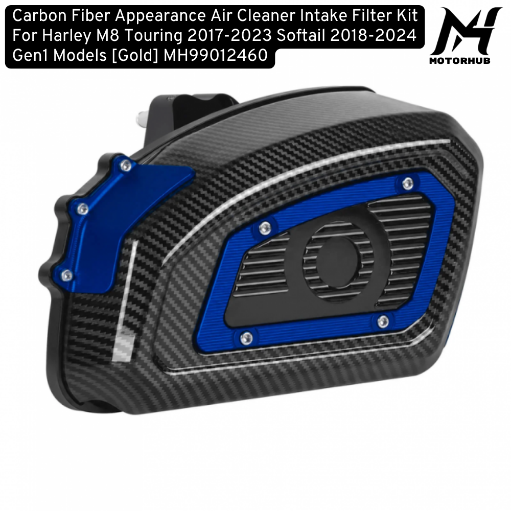 Carbon Fiber Appearance Air Cleaner Intake Filter Kit For Harley M8 Touring 2017-2023 Softail 2018-2024 Gen1 Models [Gold] MH99012460