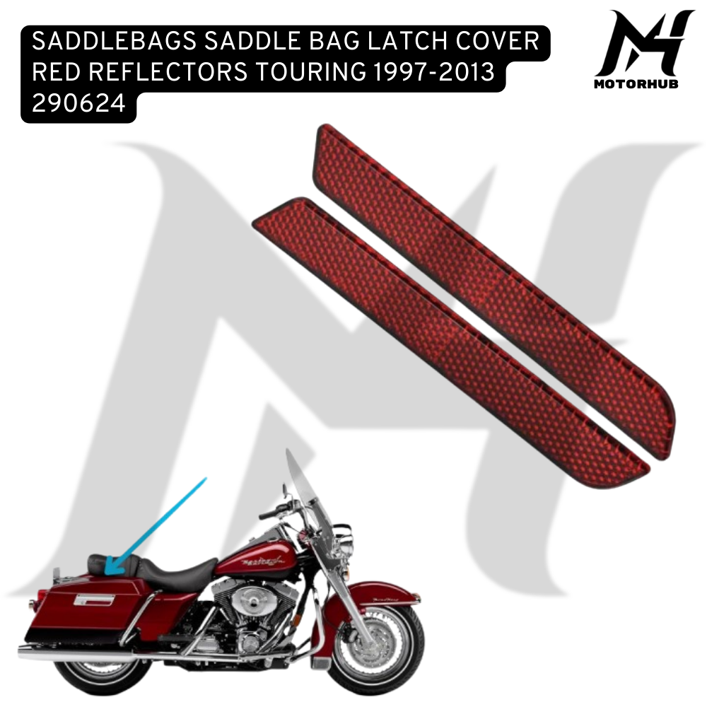 SADDLEBAGS SADDLE BAG LATCH COVER RED REFLECTORS TOURING 1997-2013 290624