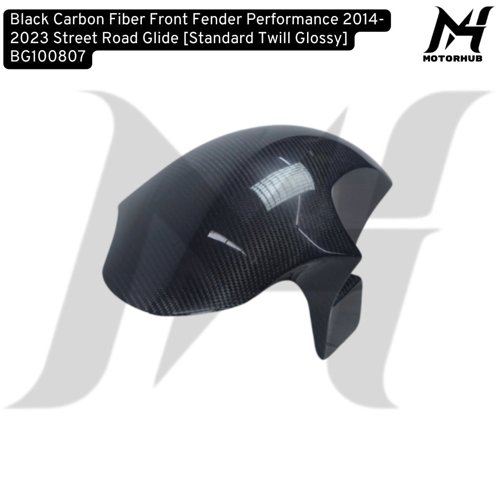Black Carbon Fiber Front Fender Performance 2014-2023 Street Road Glide [Standard Twill Glossy] BG100807