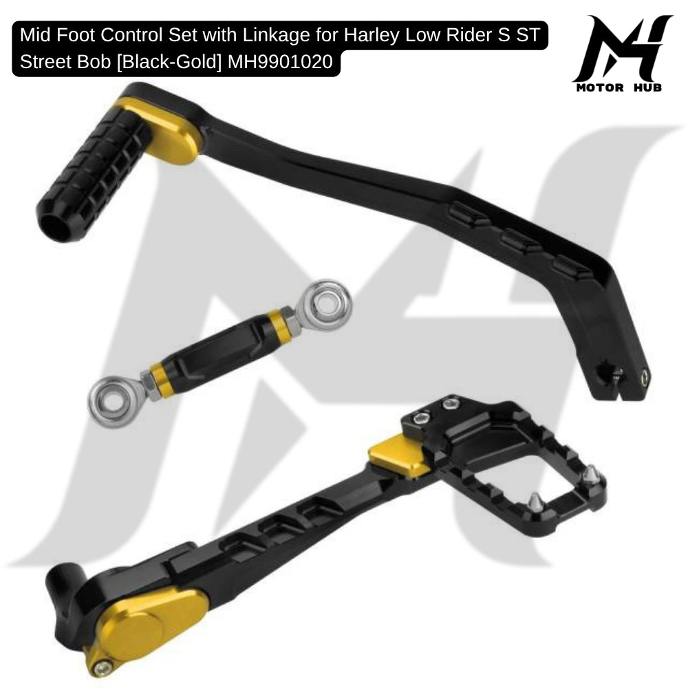 Mid Foot Control Set with Linkage for Harley Low Rider S ST Street Bob [Black-Gold] MH9901020