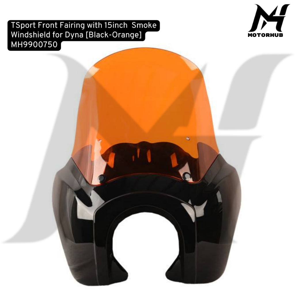Fairing Club Style TSport Front Fairing with 15inch  Smoke Windshield for Dyna [Black-Orange] Fairing Dyna MH9900750
