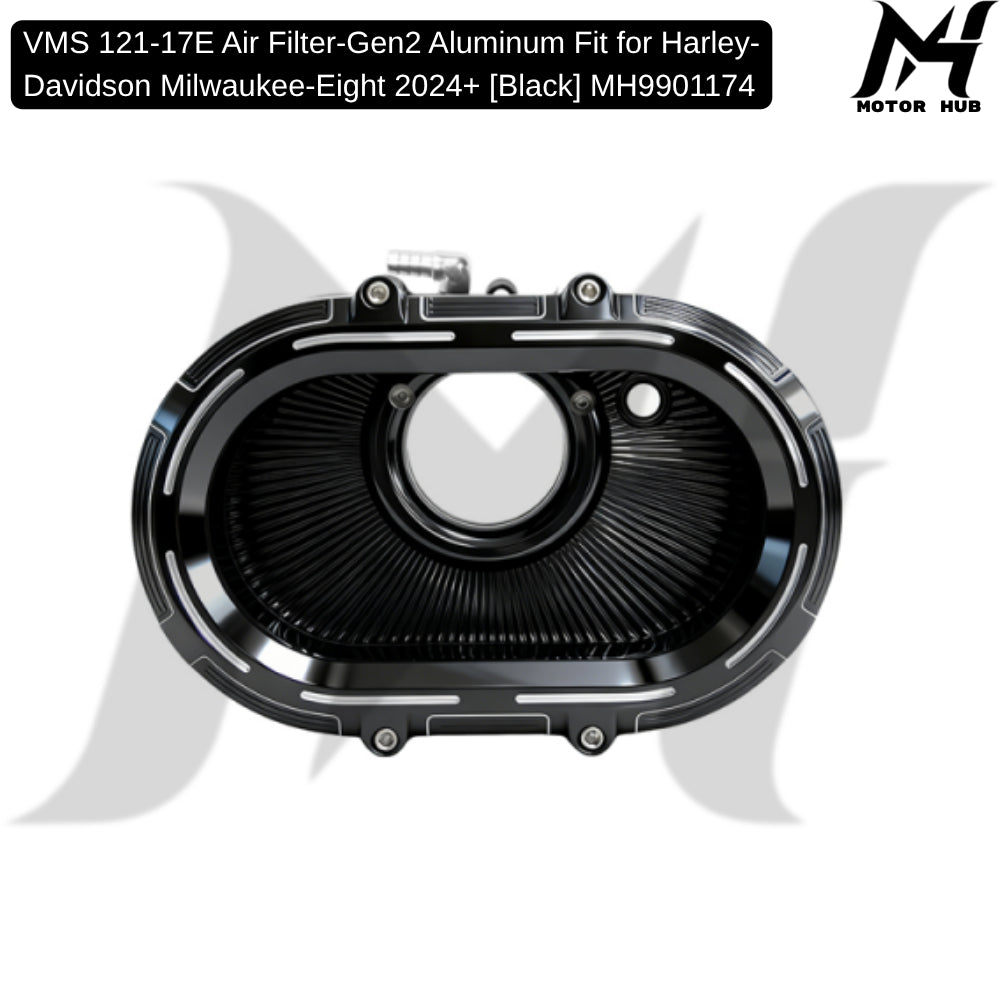 VMS 121-17E Air Filter-Gen2 Aluminum Fit for Harley-Davidson Milwaukee-Eight 2024+ [Black] MH9901174
