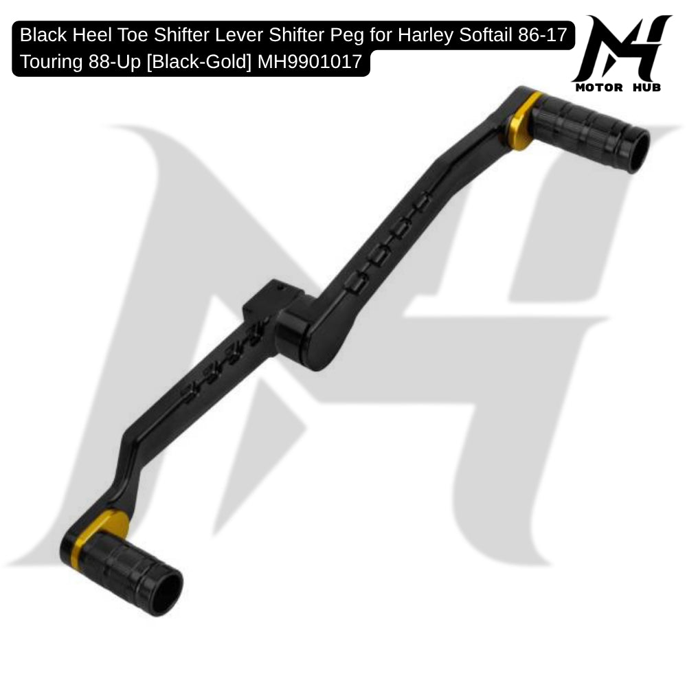 Black Heel Toe Shifter Lever Shifter Peg for Harley Softail 86-17 Touring 88-Up [Black-Gold] MH9901017
