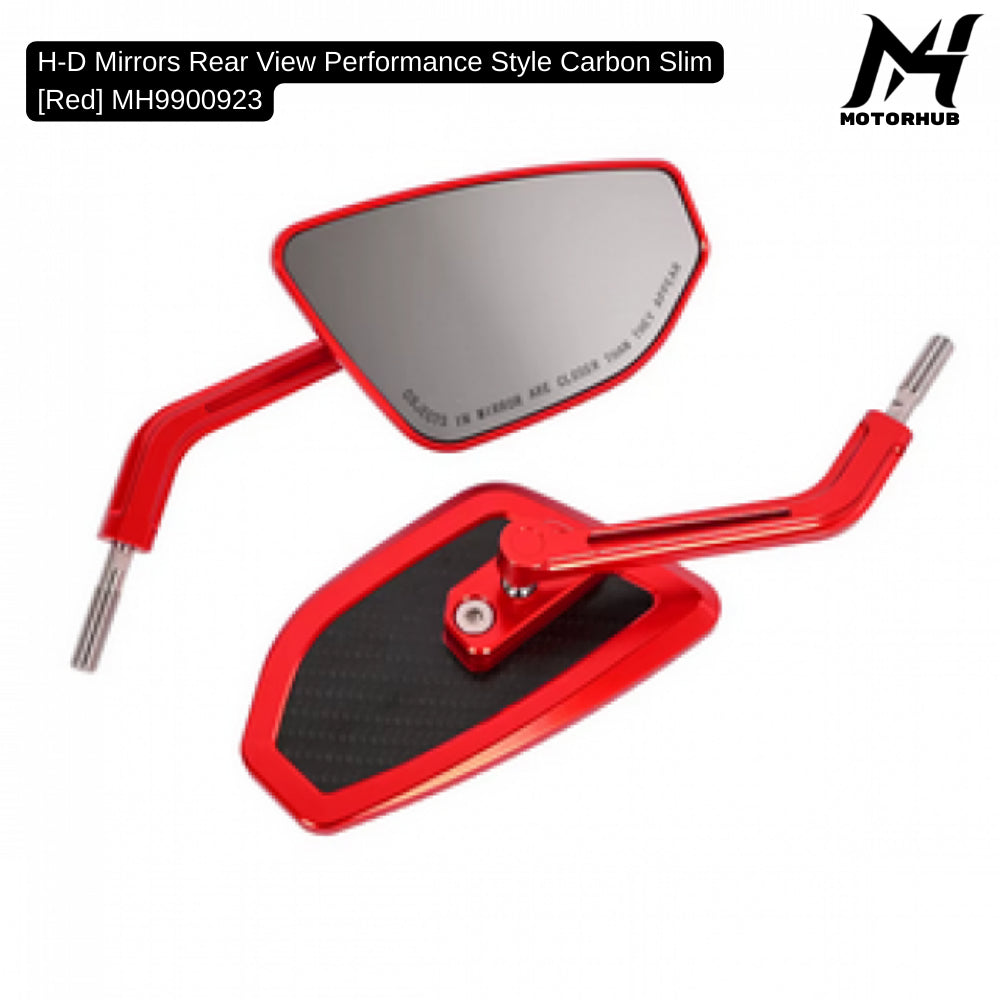H-D Mirrors Rear View Performance Style Carbon Slim [Red] MH9900923