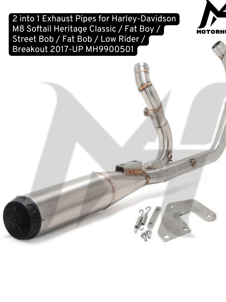 2 in 1 Softail M8 2 into 1 Exhaust Pipes for Harley-Davidson M8 Softail Heritage Classic / Fat Boy / Street Bob / Fat Bob / Low Rider / Breakout 2017-UP Knalpot 2 in 1 Harley M8 MH9900501