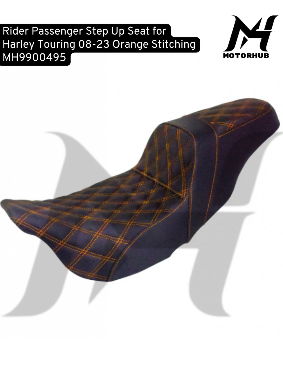 Rider Passenger Step Up Seat for Harley Touring 08-23 [Orange] Stitching MH9900495