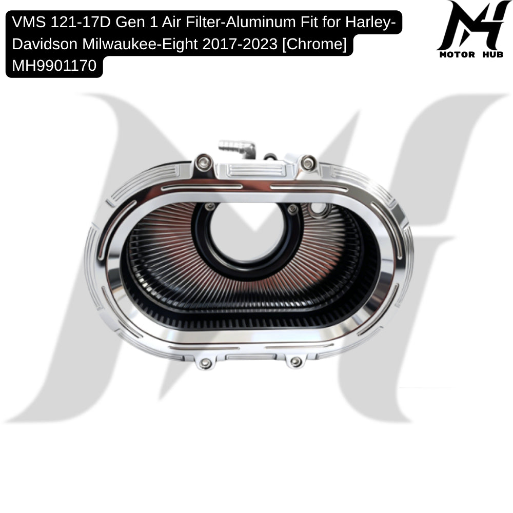 VMS 121-17D Gen 1 Air Filter-Aluminum Fit for Harley-Davidson Milwaukee-Eight 2017-2023 [Chrome] MH9901170