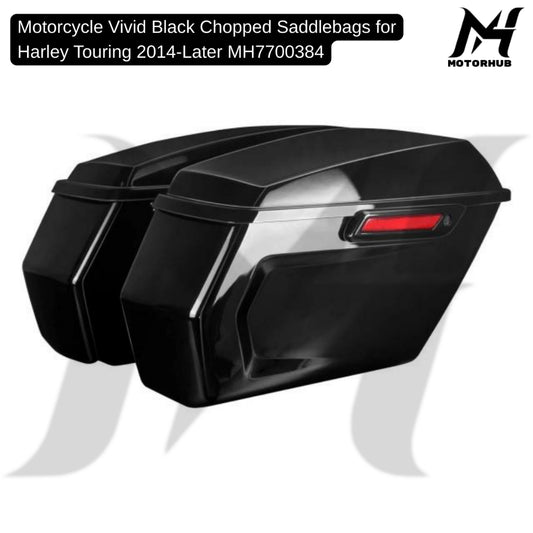 Motorcycle Vivid Black Chopped Saddlebags for Harley Touring 2014+ MH7700384