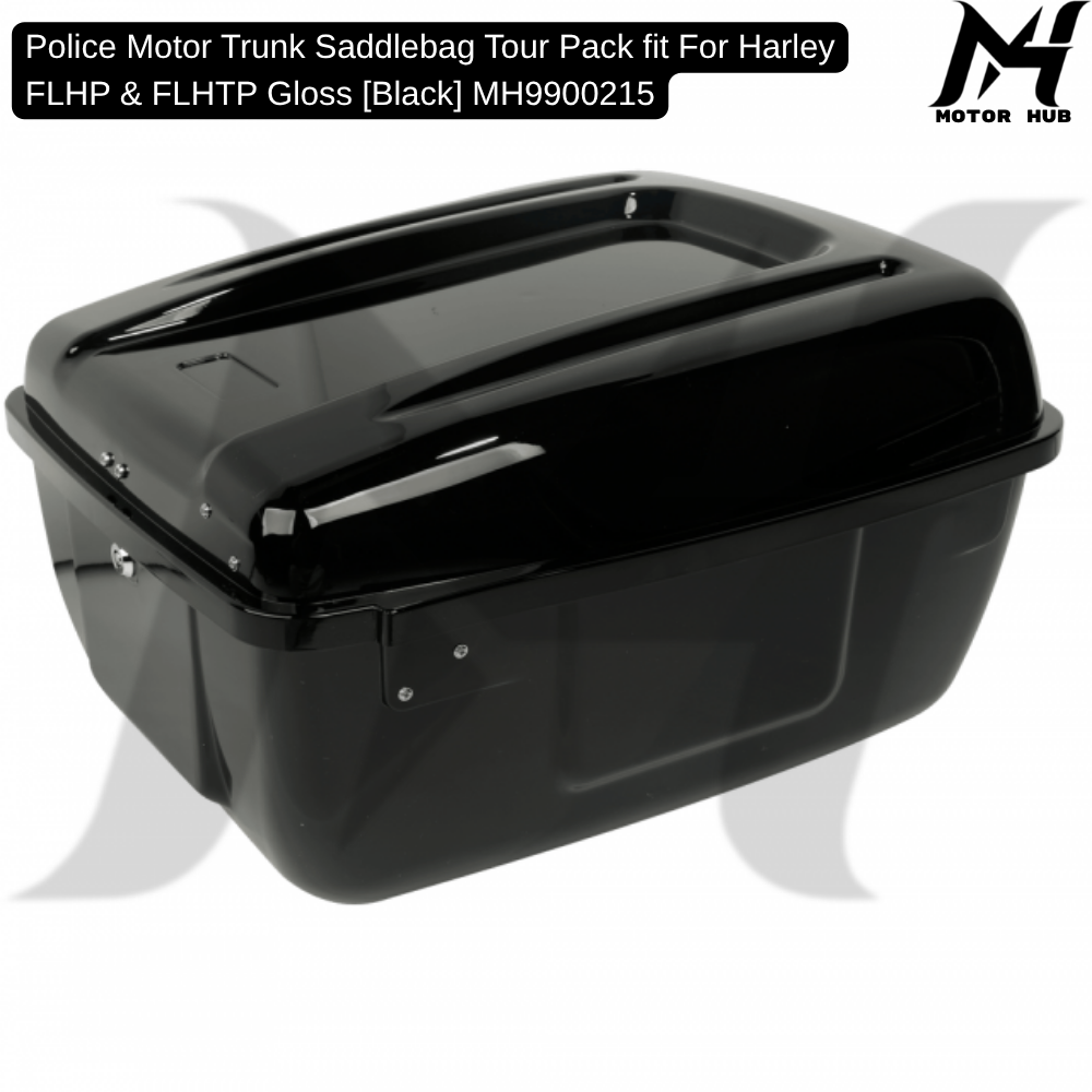 Police Motor Trunk Saddlebag Tour Pack fit For Harley FLHP & FLHTP Gloss BLK MH9900215