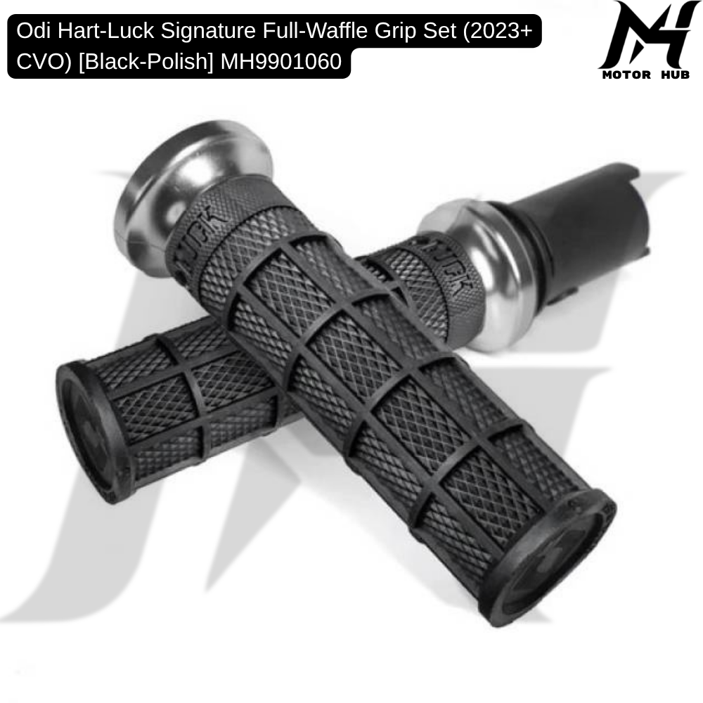 Odi Hart-Luck Signature Full-Waffle Grip Set (2023+ CVO) [Black-Polish] MH9901060