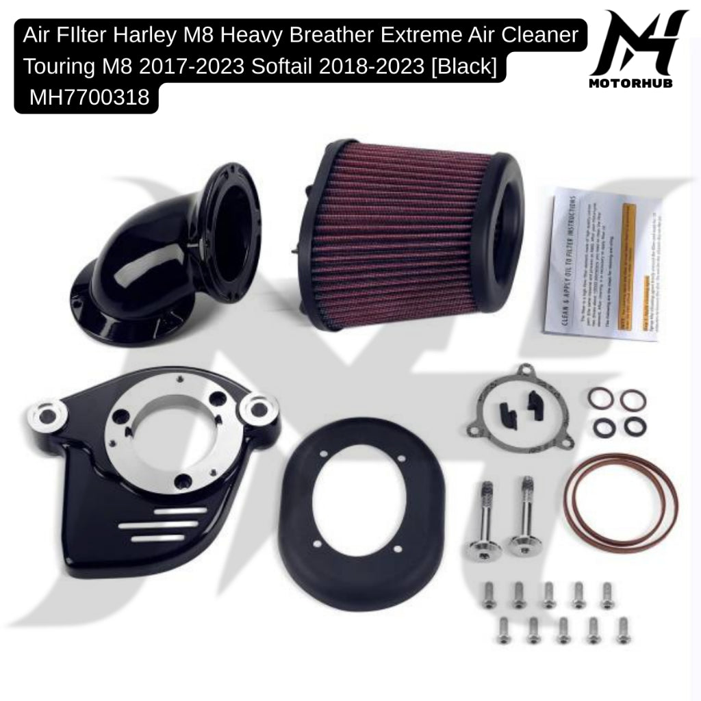 Air FIlter Harley M8 Heavy Breather Extreme Air Cleaner Touring 2017-2023 Softail 2018-2023Air Filter Harley M8 [Black] MH7700318