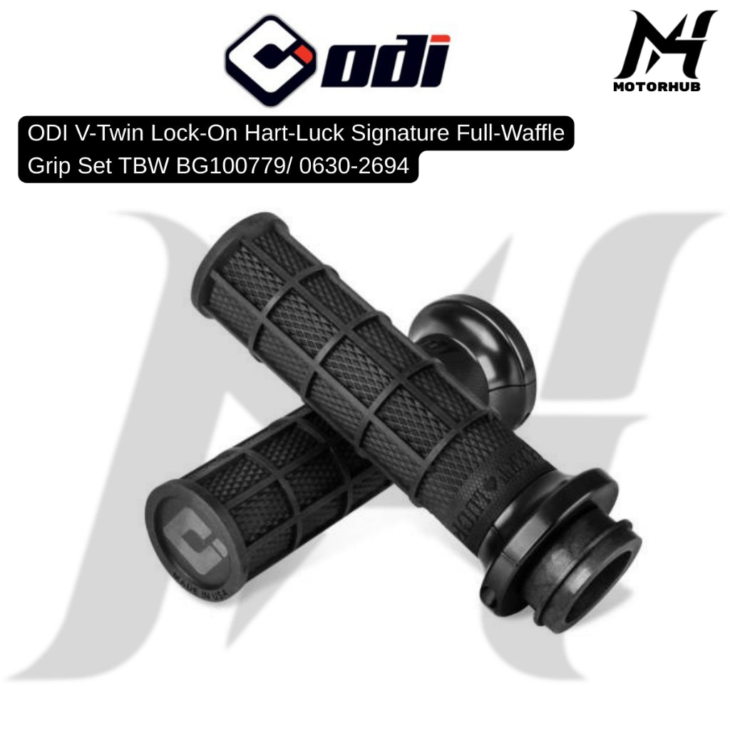 ODI V-Twin Lock-On Hart-Luck Signature Full-Waffle Grip Set TBW BG100779/0630-2694