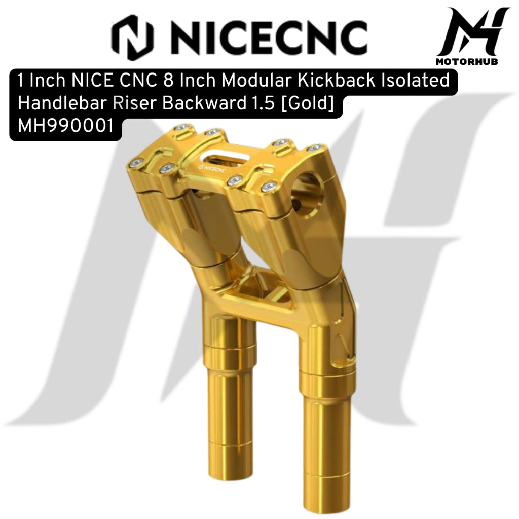 1 Inch NICE CNC 8 Inch Modular Kickback Isolated Handlebar Riser Backward 1.5 [Gold] MH990001
