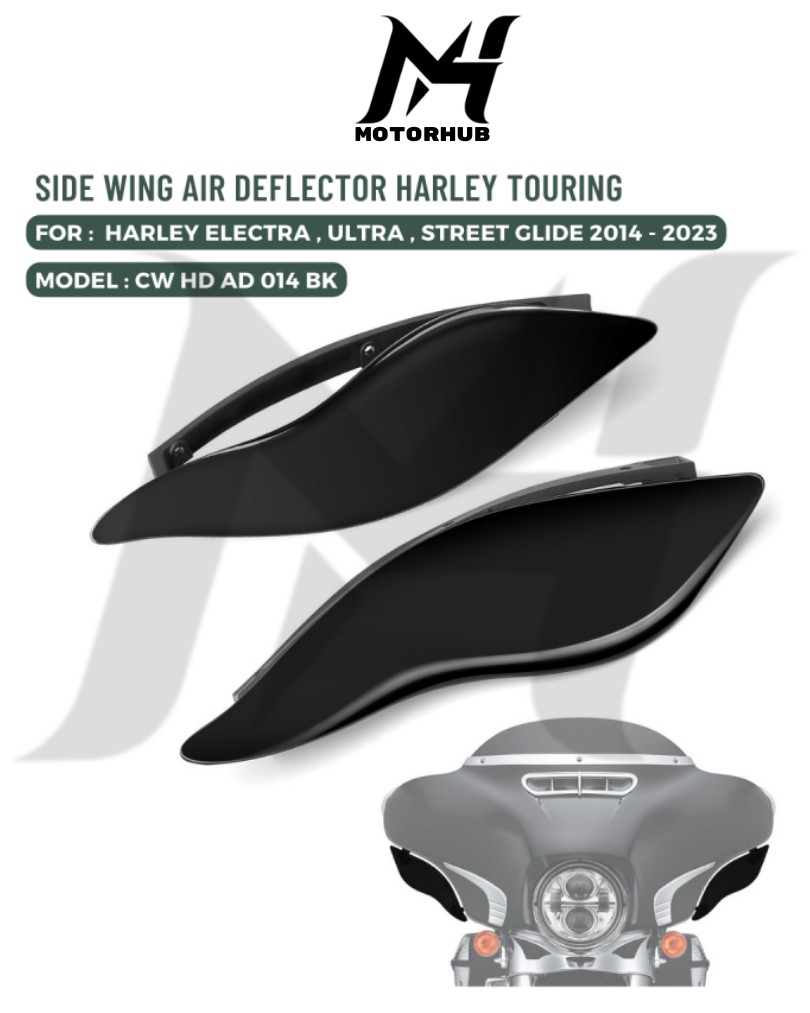 SIDE WING AIR DEFLECTOR HARLEY TOURING ELECTRA ULTRA STREET GLIDE 2014-2023 CW HD AD 014 BK