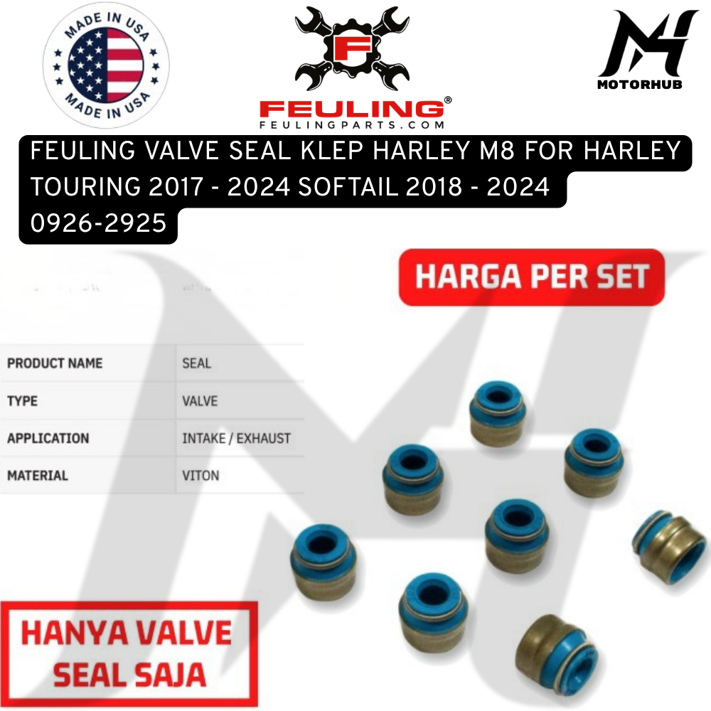 FEULING VALVE SEAL KLEP HARLEY M8 FOR HARLEY TOURING 2017 - 2024 SOFTAIL 2018 - 2024 0926-2925 KODE 1080