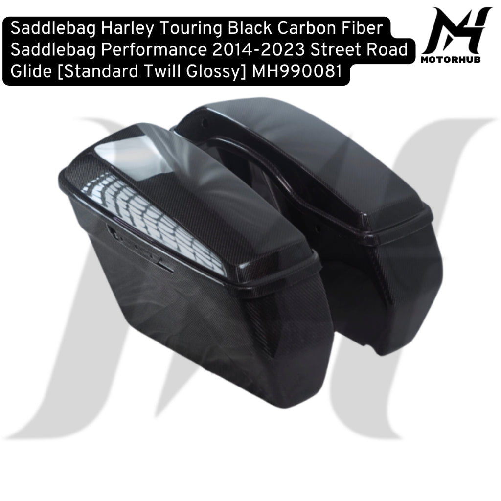 Black Carbon Fiber Saddlebag Performance 2014-2023 Street Road Glide [Standard Twill Glossy] MH990081