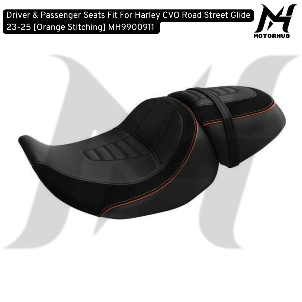 Driver & Passenger Seats Fit For Harley CVO Road Street Glide 23-25 Jok Road Glide Jok Streeet Glide [Orange Stitching] MH9900911