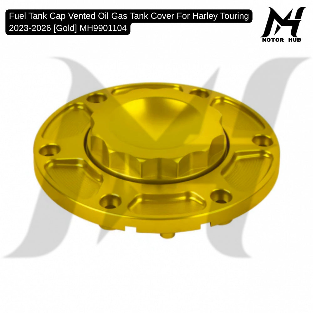 Fuel Tank Cap Vented Oil Gas Tank Cover For Harley Touring 2023-2026 [Gold] MH9901104