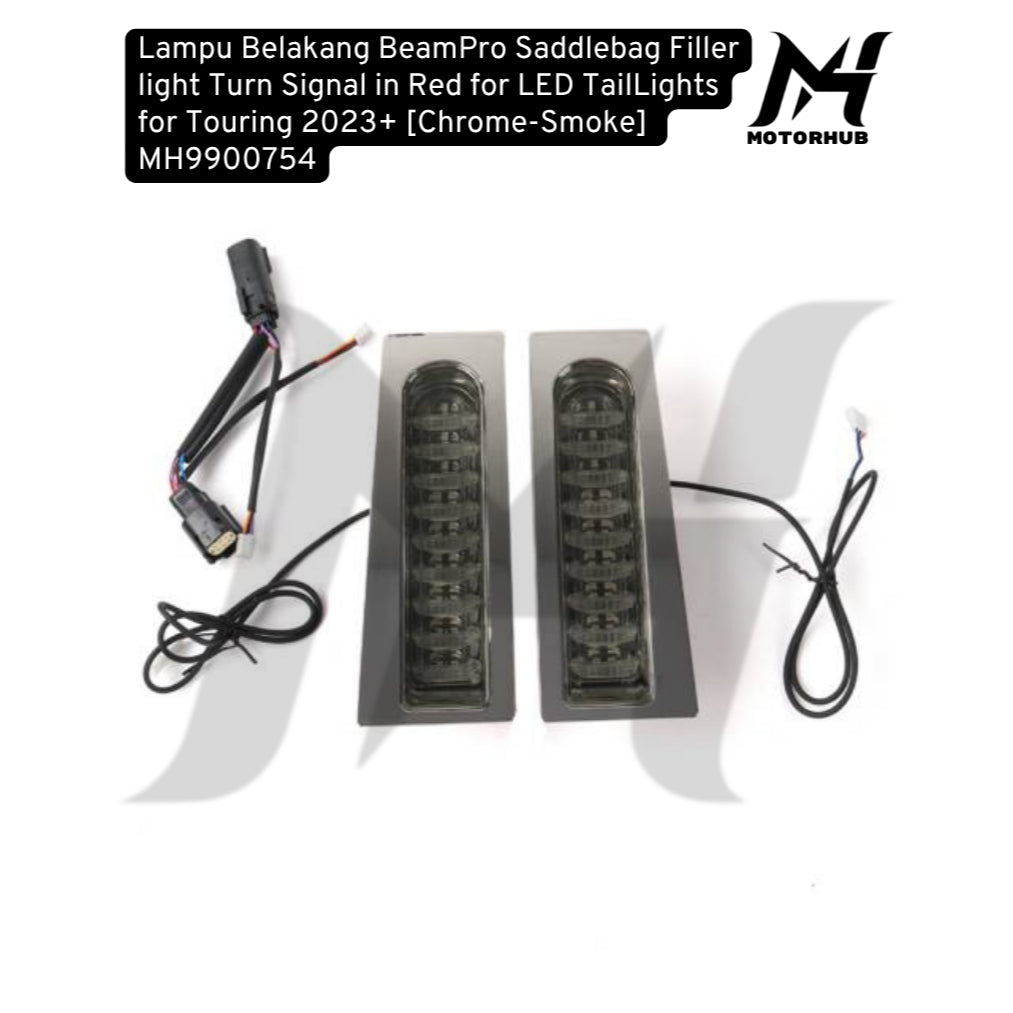 BeamPro Saddlebag Filler light Turn Signal in Red for LED TailLights for Touring 2023+ [Chrome-Smoke] MH9900754