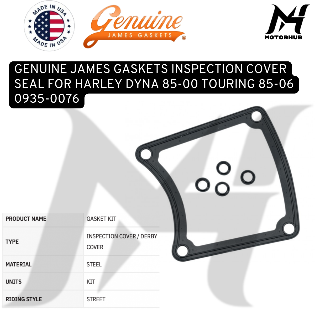 GENUINE JAMES GASKETS INSPECTION COVER SEAL FOR HARLEY DYNA 85-00 TOURING 85-06 0935-0076. OEM 34906-85DL