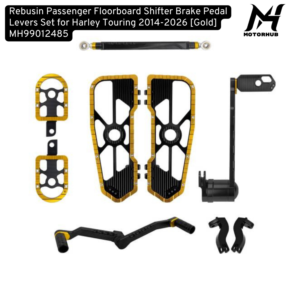 Rebusin Passenger Floorboard Shifter Brake Pedal Levers Set for Harley Touring 2014-2026 [Gold] MH99012485