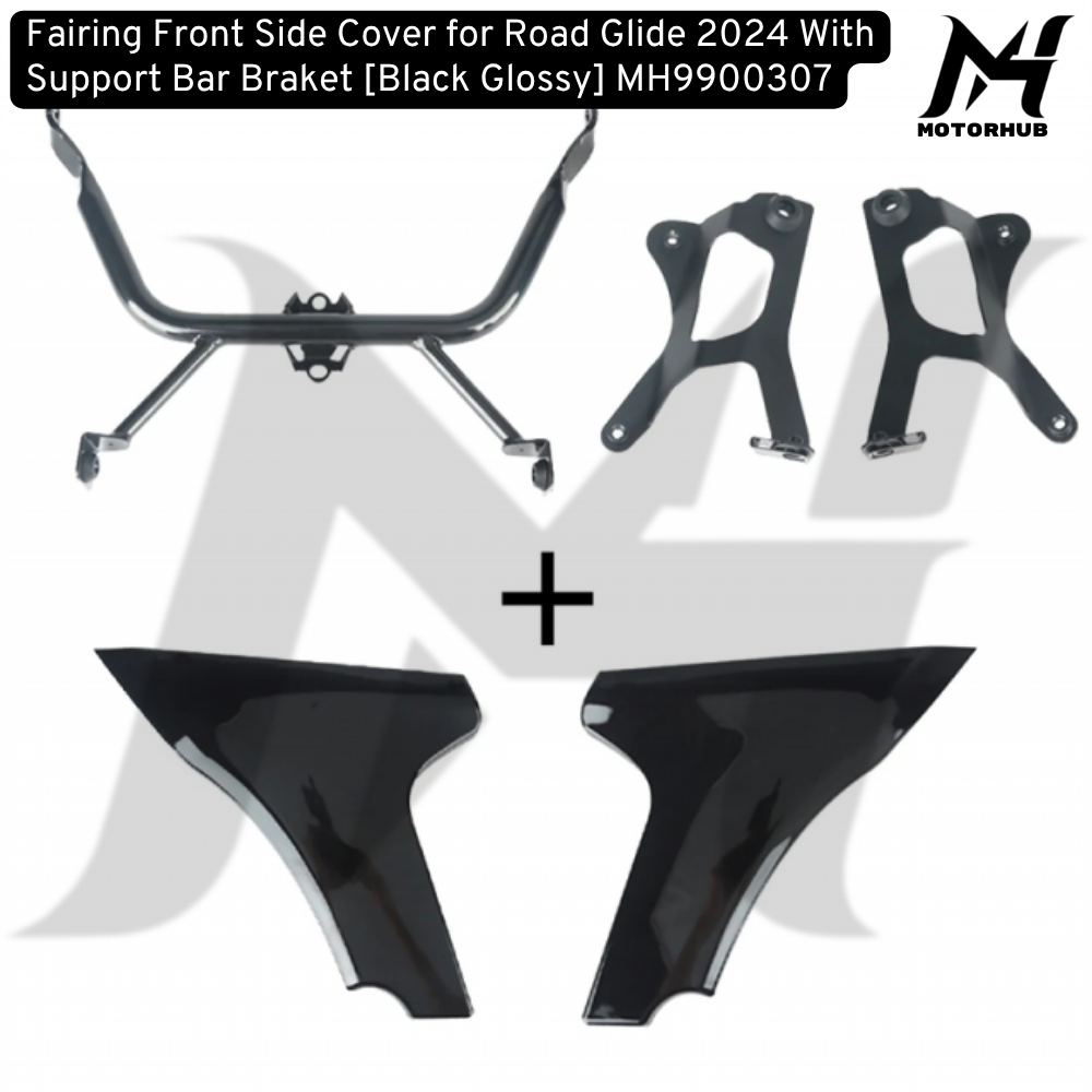 Fairing Front Side Cover for Road Glide 2024 With Support Bar Braket [Black Glossy] MH9900307