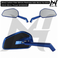 [Blue] Carbon Fiber Mirrors Rearview Side Mirror For 8mm 10mm Mirror Thread MH990094