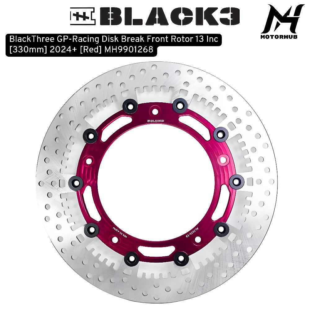BlackThree GP-Racing Disk Break Front Rotor 13 Inc [330mm] 2024+ [Red] MH9901268