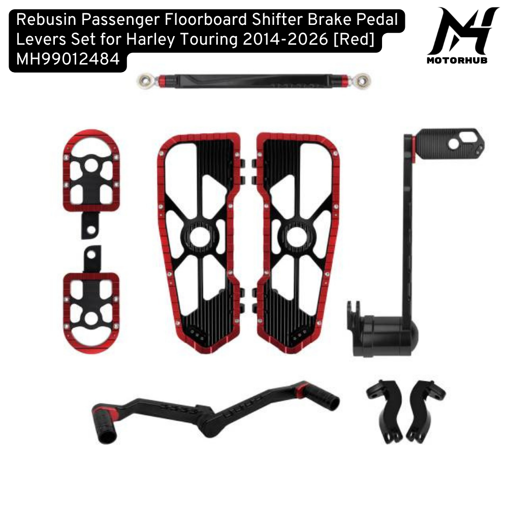 Rebusin Passenger Floorboard Shifter Brake Pedal Levers Set for Harley Touring 2014-2026 [Red] MH99012484