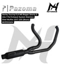 Harley Touring FLH M8 Bagger Shorty 2-into-1 Full Exhaust System Stainless Steel Muffler 2017-205 [Black] MH9900654