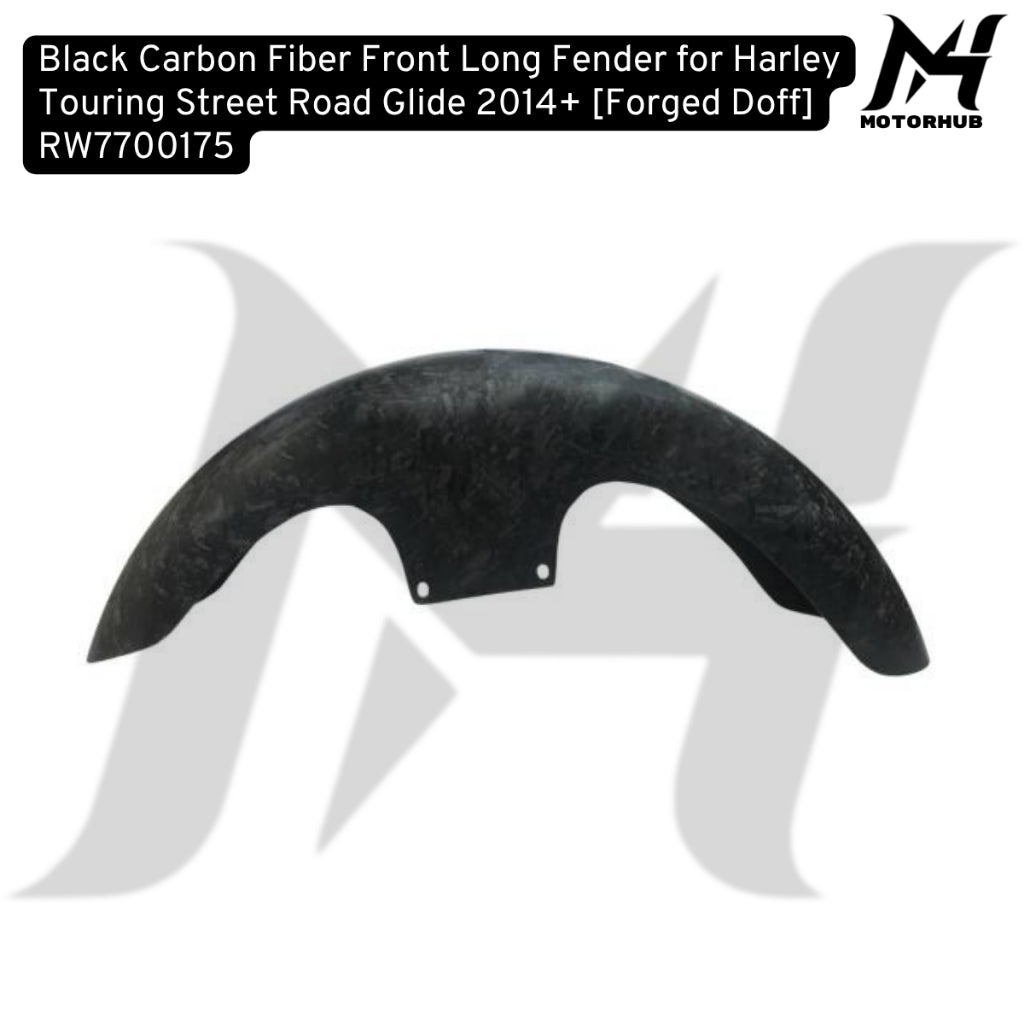 Black Carbon Fiber Front Long Fender for Harley Touring Street Road Glide 2014+ [Forged Doff] RW7700175
