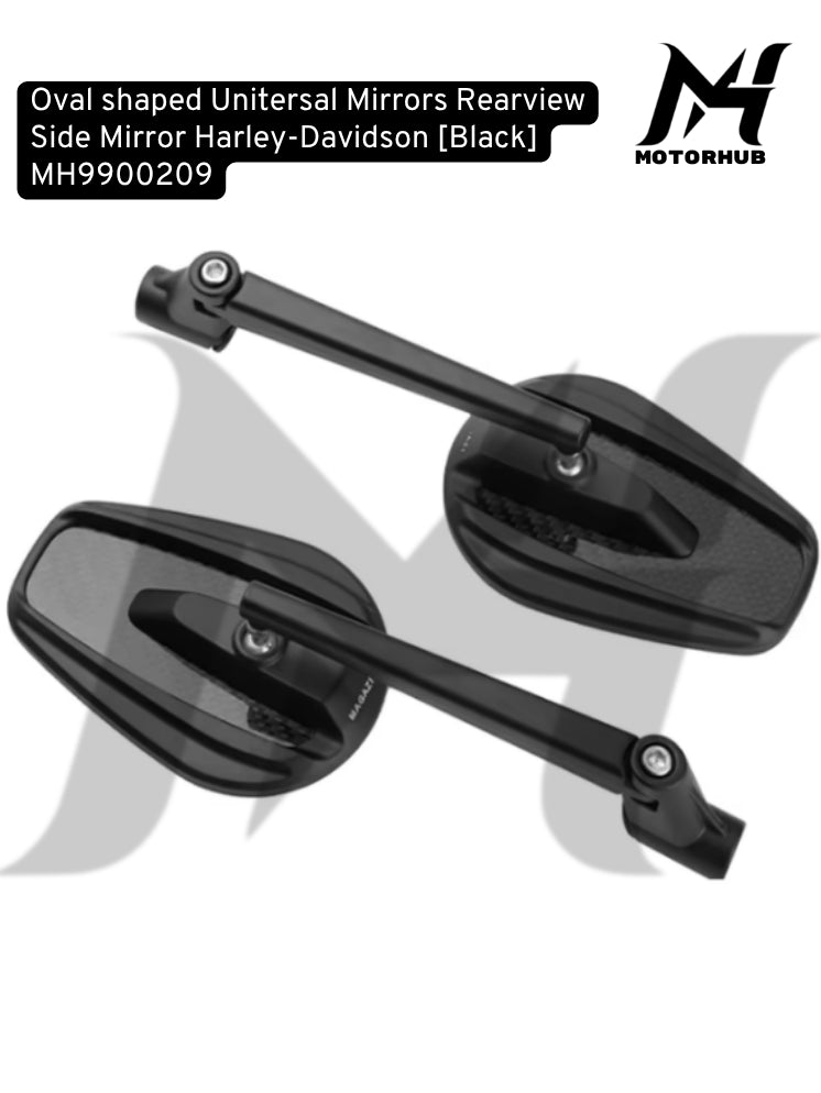 Oval shaped Universal Mirrors Rearview Side Mirror Harley-Davidson [Black] MH9900209