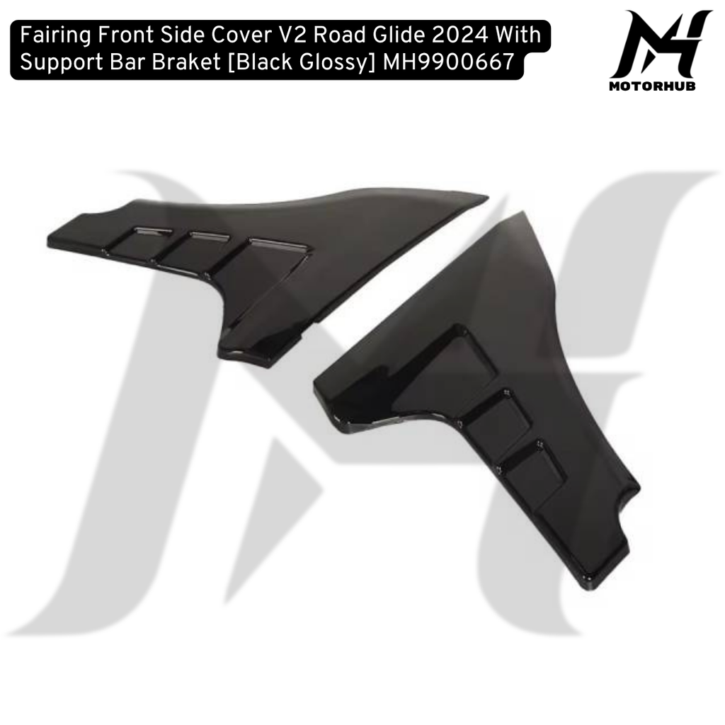 Fairing Front Side Cover V2 Road Glide 2024-2026 With Support Bar Braket [Black Glossy] MH9900667