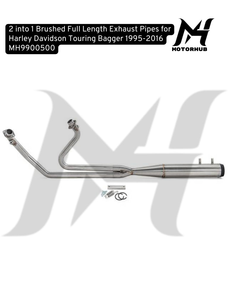 2in1 Harley Road Glide Street Glide 2 into 1 Brushed Full Length Exhaust Pipes for Harley Davidson Touring Bagger 1995-2016 MH9900500