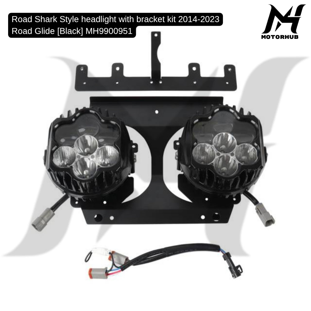 Road Shark Style headlight with bracket kit 2014-2023 Road Glide [Black] BD MH9900951