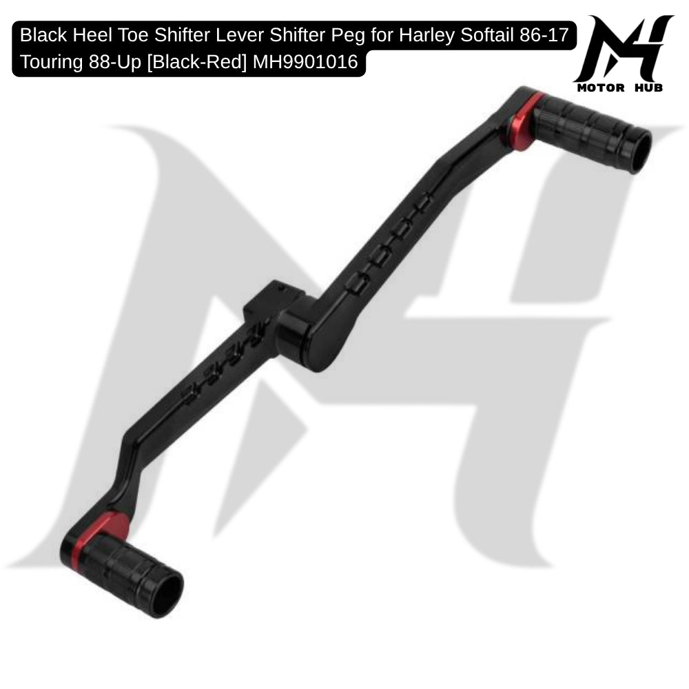 Black Heel Toe Shifter Lever Shifter Peg for Harley Softail 86-17 Touring 88-Up [Black-Red] MH9901016
