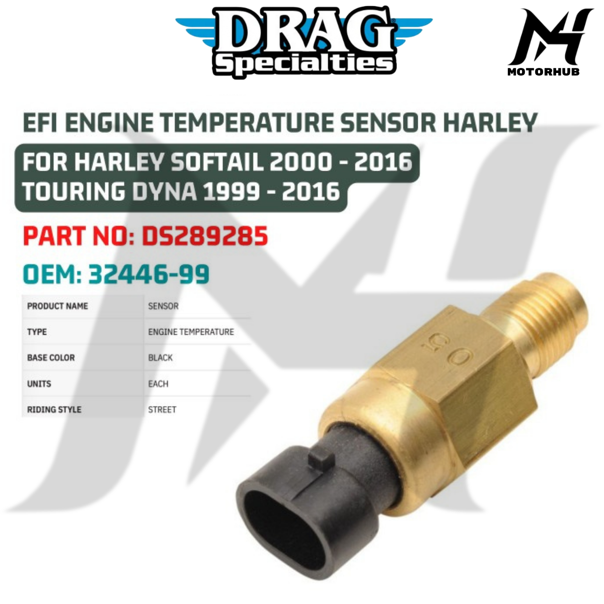 EFI ENGINE TEMPERATURE SENSOR HARLEY SOFTAIL 1999 - 2016 TOURING DYNA 2000 - 2016 DS289285 OEM 32556-99